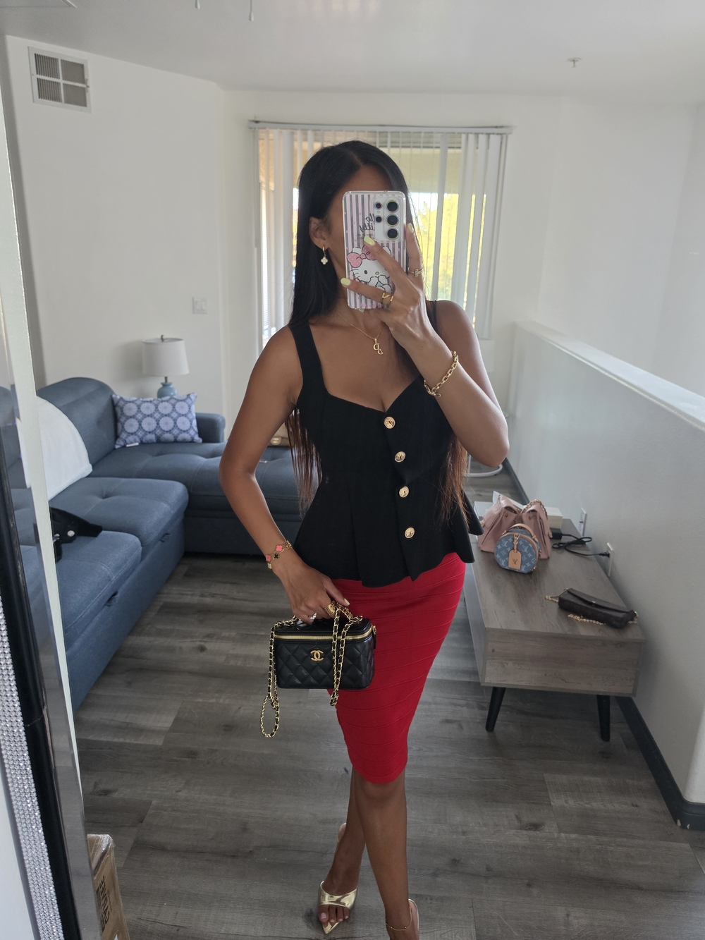 Zara Red Pencil Skirt - Sleek High-Waist Knit - Picture 7 of 14